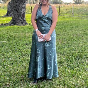 Green Satin Formal Dress